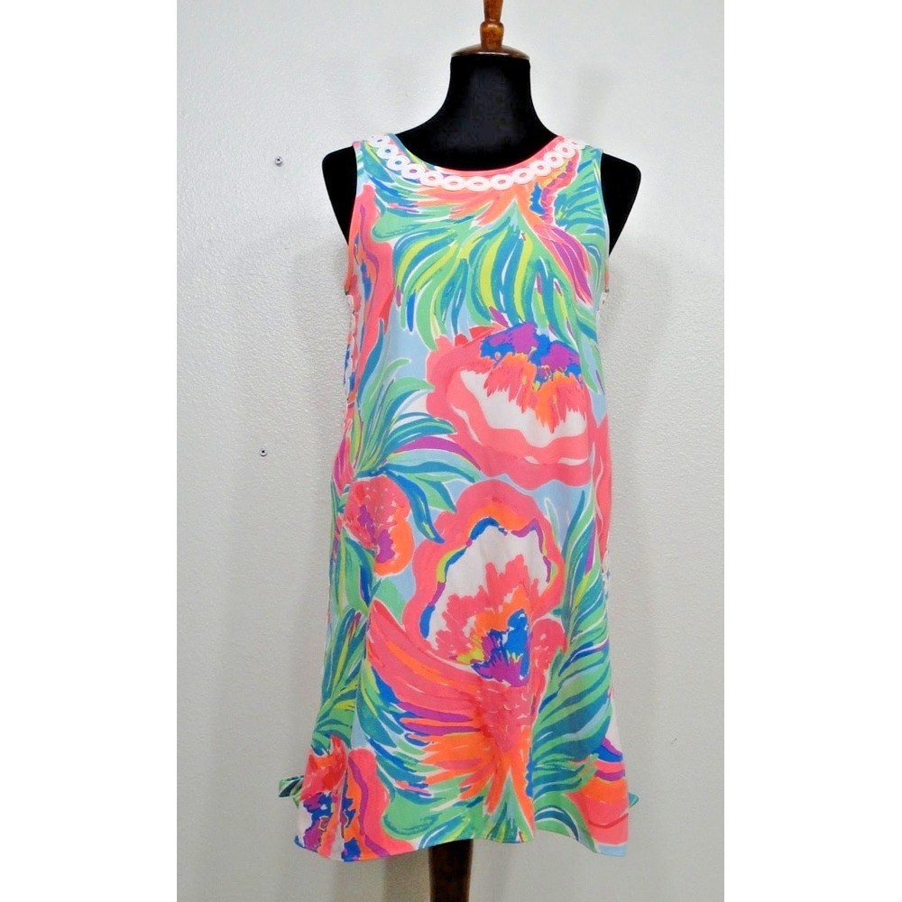 Lilly‎ Pulitzer Stella Shift Dress in Pink/Green/Blue Paradise Floral Women Sz 2